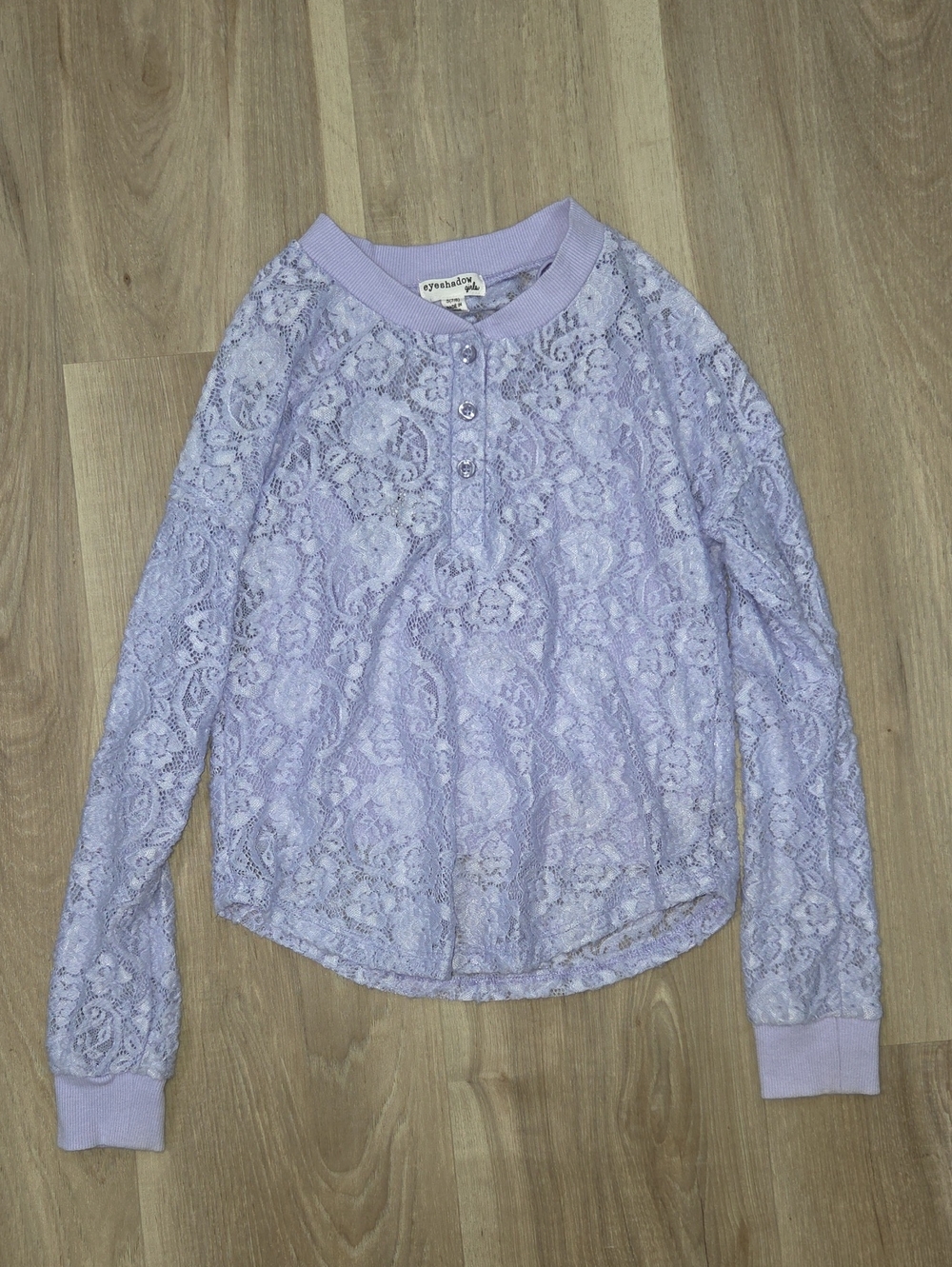 •Eyeshadow• Little Girls Purple Crochet Long Sleeve Top